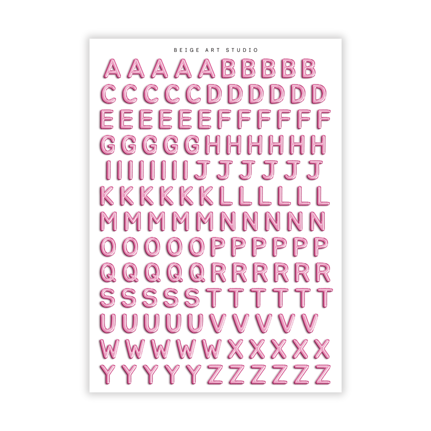 Pink Balloon Alphabets | Journaling Stickers