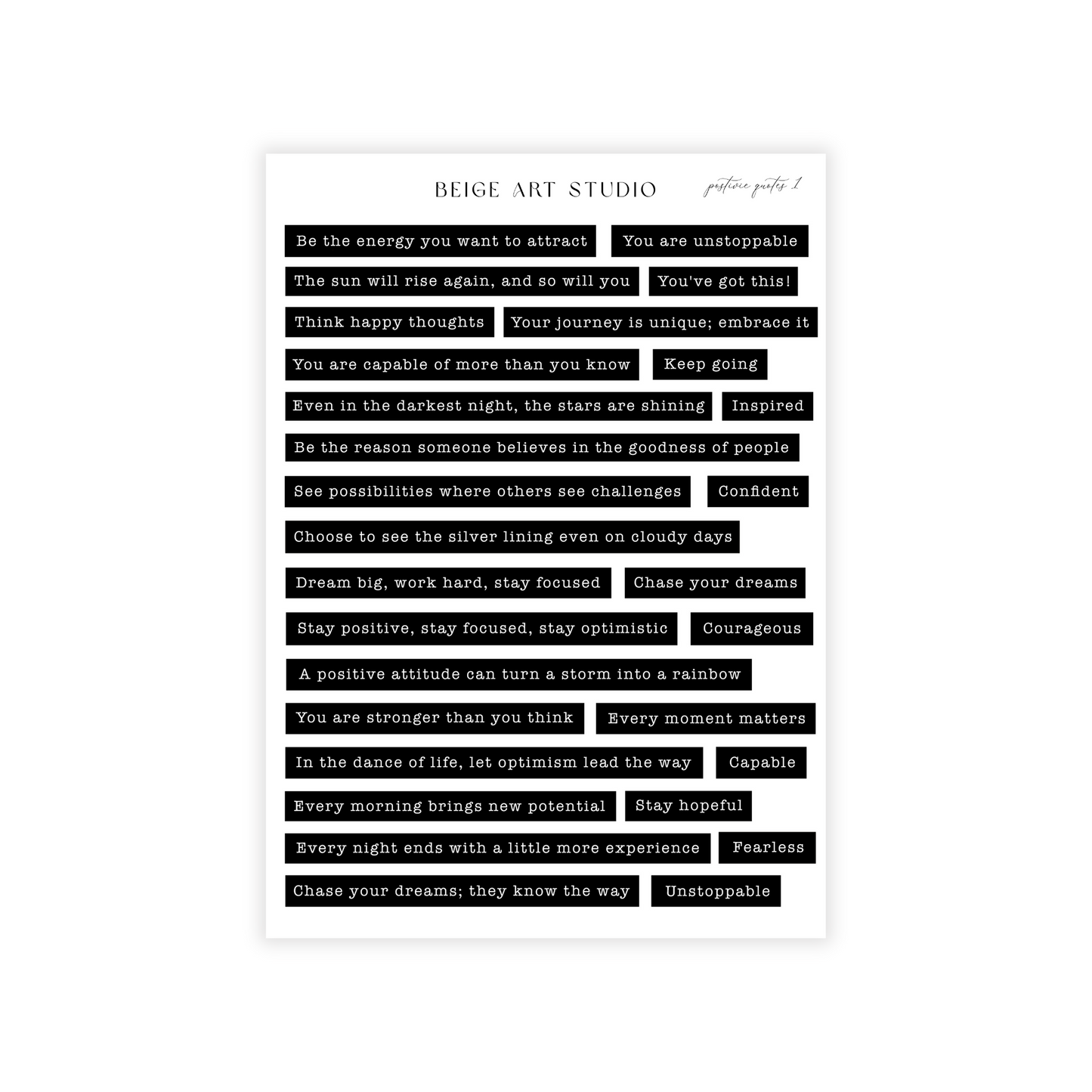 Postive Quotes Black 1 | Journaling Stickers