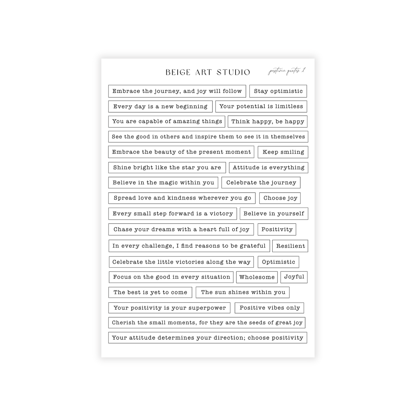 Postive Quotes White 1 | Journaling Stickers