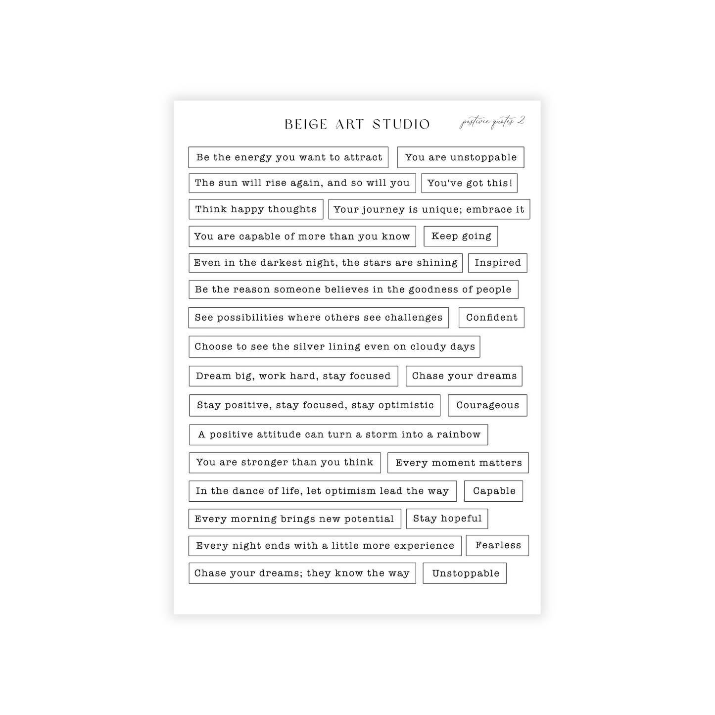Postive Quotes White 2 | Journaling Stickers