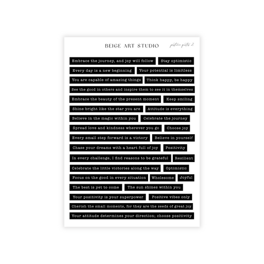Postive Quotes Black 2 | Journaling Stickers