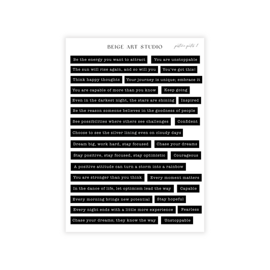 Postive Quotes Black 1 | Journaling Stickers
