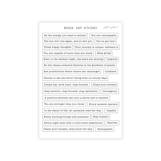 Postive Quotes White 2 | Journaling Stickers
