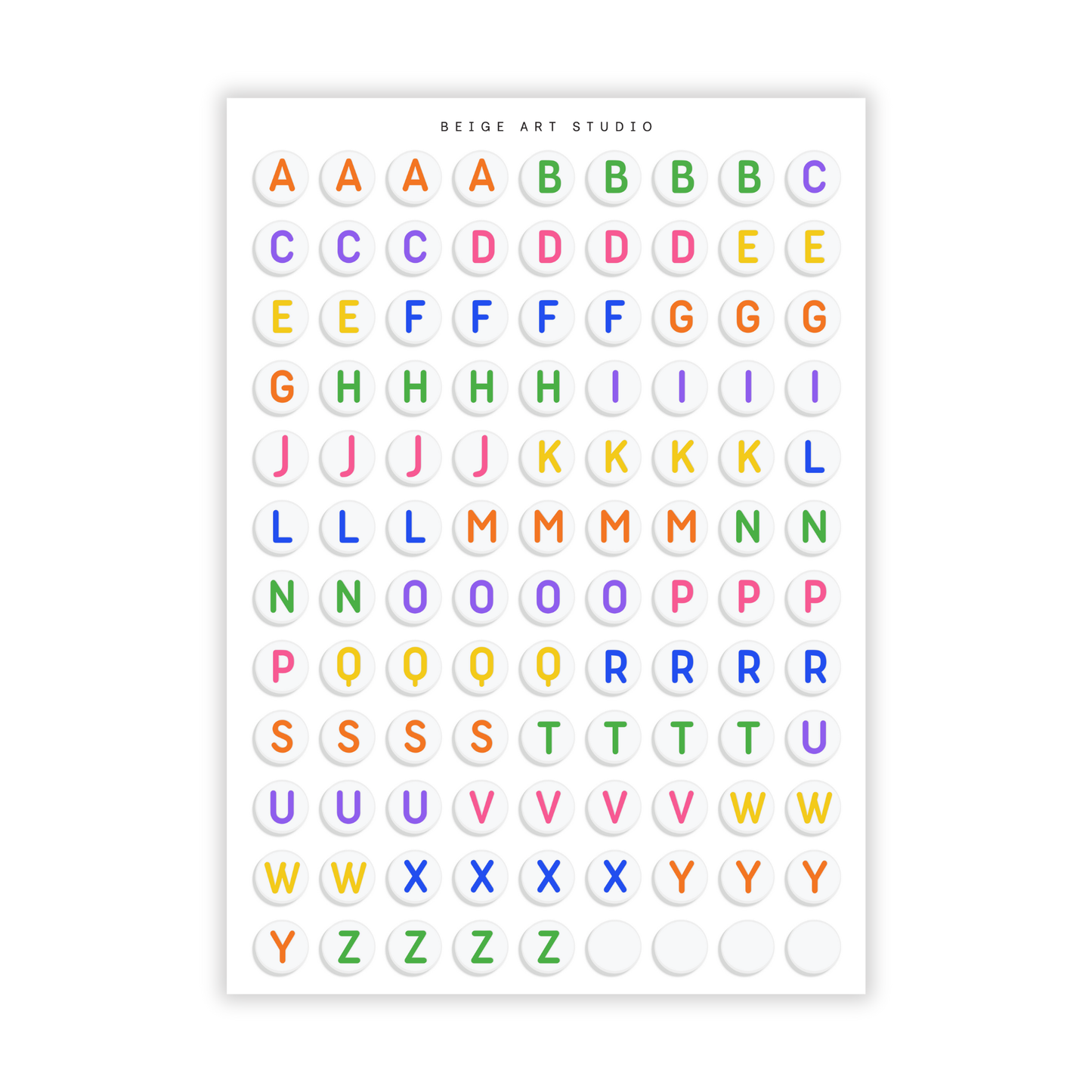Beads Alphabets- Colourful | Journaling Stickers